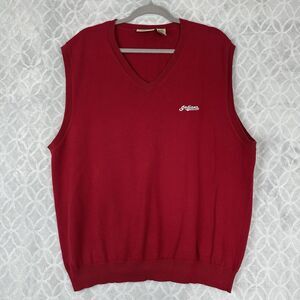 Vtg 90s Cleveland Indians Sweater Vest Mens XL Red Pima Cotton MLB Baseball RARE